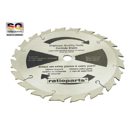 20-Zahn Hartmetallsägeblatt, 250 x 25,4 x 1.8 mm