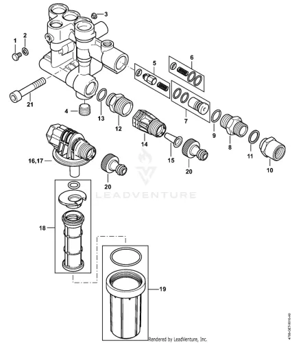 AE - Valve block, Water attachment RE 232 – pozíció: 10
