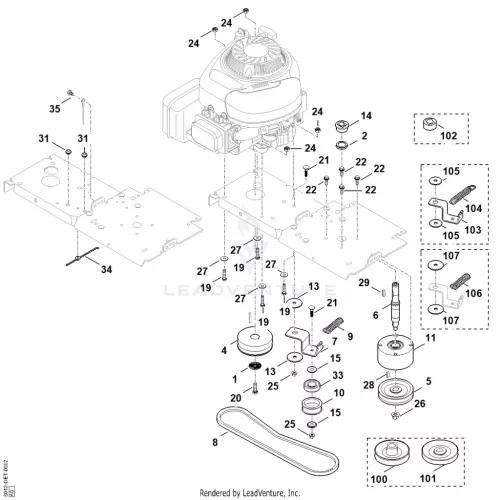 STIHL robbantott ábra STH-0811594551BC8B43 – alkatrész pozíció: 104, 106, 9