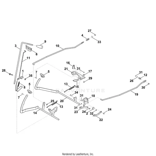 AJ - Brake, Parking brake, Control lever – pozíció: 23