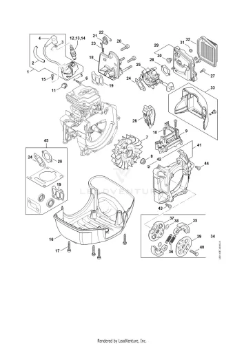 AC - Gyújtásrendszer, Spacer flange, Levegőszűrő, Tengelykapcsoló – pozíció: 20