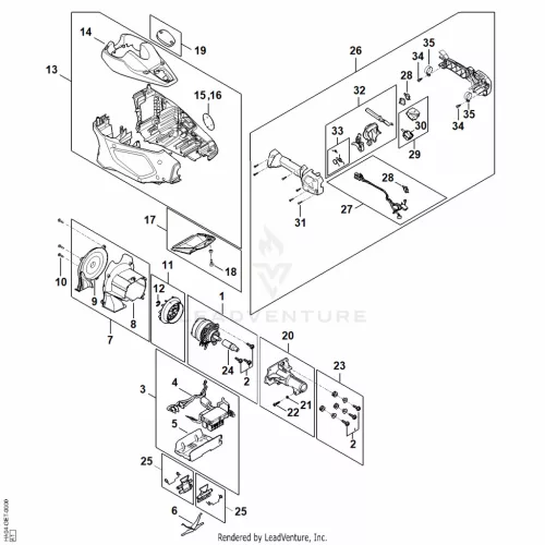 AA - Villanymotor, Motor Burkolat, Kezelőfogantyú – pozíció: 14