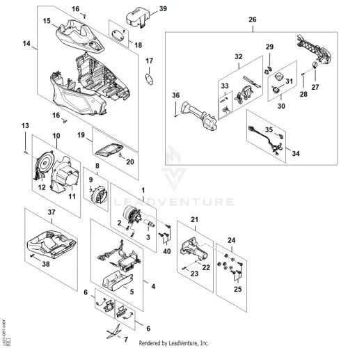 AA - Villanymotor, Motor Burkolat, Kezelőfogantyú – pozíció: 15