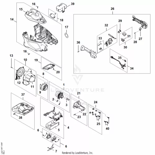 AA - Villanymotor, Motor Burkolat, Kezelőfogantyú – pozíció: 15