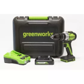   Ütvefúró-csavarozó akkumulátoros Greenworks GD24DD60K2 24v, 60 nm, akku és töltővel