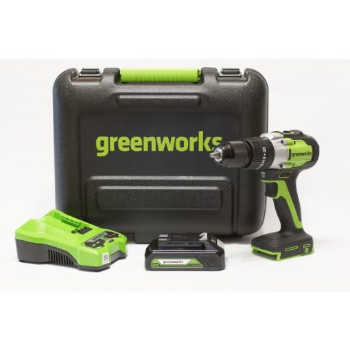 Ütvefúró-csavarozó akkumulátoros Greenworks GD24DD60K2 24v, 60 nm, akku és töltővel
